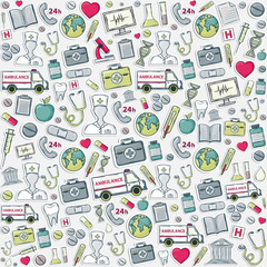 Red,grey,blue,green Medical pattern.