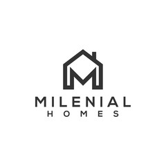 Real estate building logo - house building contractor identity window roof home improvement