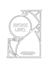Label, decorative frame, border. Good for product label. with place for text Outline hand drawing vector illustration. In art nouveau style, vintage, old, retro style. Isolated on white background..