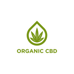 Cbd Cannabidiol logo for legal treatment, active ingredient plant