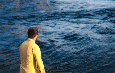 Fototapeta premium man in the river over