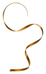 Shiny satin ribbon in brown color isolated on white background close up .Ribbon image for decoration design.