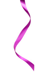 Shiny satin ribbon in lilac color isolated on white background close up .Ribbon image for decoration design.