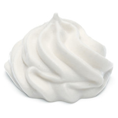 Whipped cream swirl  isolated on white background cutout