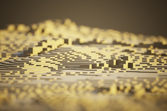 voxel blocks close-up miniature computer generated illustration