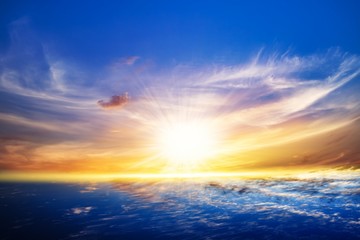 Cloud landscape. Beautiful sky. Light air dawn sun . Sunny sky background . Journey of the Soul .
