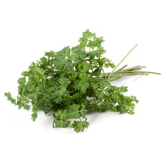 parsley leaves bunch isolated on white background cutout