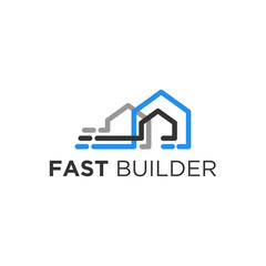 Real estate building logo - house building contractor identity window roof home improvement