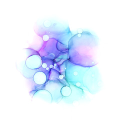 Delicate winter watercolor background in blue tones. Raster illustration.