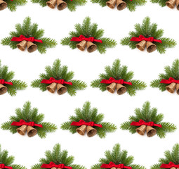 Christmas decoration with bells . Creative layout, Christmas seamless pattern.