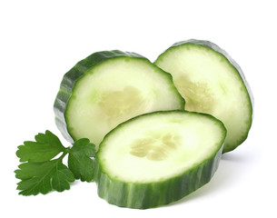 Cucumber slices  isolated on white background cutout