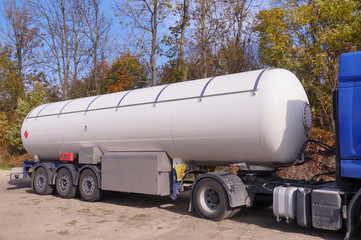 Road tanker with thermal insulation designed for the carriage flammable substances. Truck with a specialist semi-trailer.