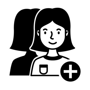 young woman with add symbol avatar character