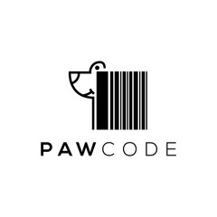 Paw code bar code striped strip code scaning price number modern technology shop selling store product animal dog pet shop