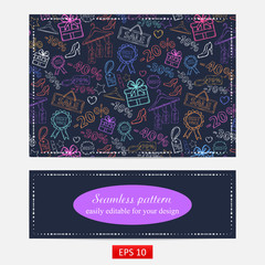Pattern on shopping, themed design with different elements