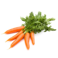 Carrot vegetable with leaves isolated on white background cutout