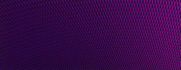 3d ILLUSTRATION, of PURPLE AND BLUE abstract background, red METAL MESHES texture, wide panoramic for wallpaper