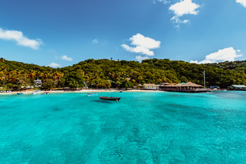 Saint Vincent and the Grenadines, View from Mustique Britannia Bay