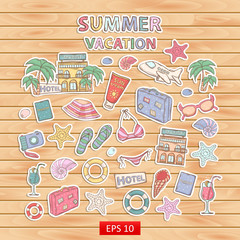 Summer vacation scrap set.Scrapbook set.Sticker