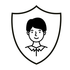 young man in shield avatar character