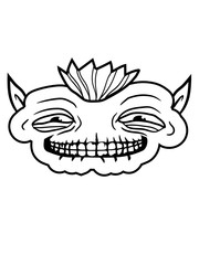 kobold troll kopf halloween monster gesicht horror gruselig böse zähne augen kopf gefährlich hässlich comic cartoon clipart - obrazy, fototapety, plakaty