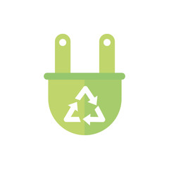 plug recycle sign green energy icon