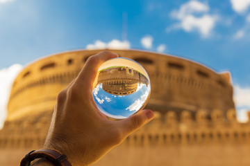Lensball photography, Castel Sant'Angelo in Rome, Italy