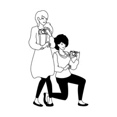 Women taking picture vector design