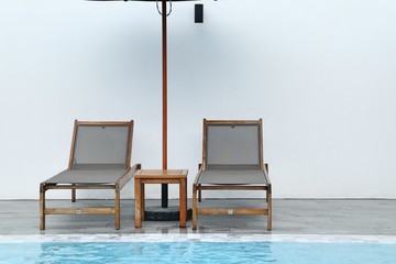 Chair loungers by the pool