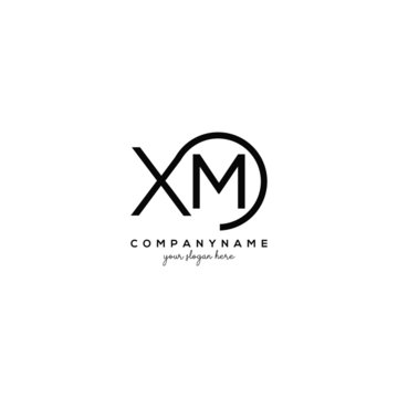Initial Letter XM Logo With circle Template Vector.