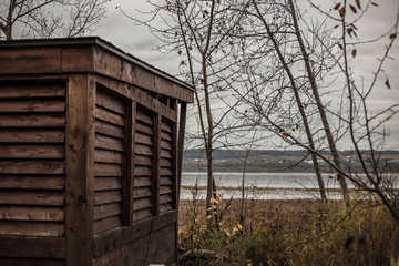 Fototapeta na wymiar Hut in front of the river