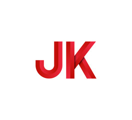 Initial two letter red 3D logo vector JK