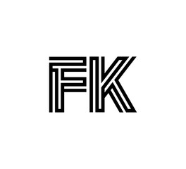 Initial two letter black line shape logo vector FK