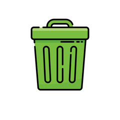 Trash can vector illustration with filled line design isolated on white background 