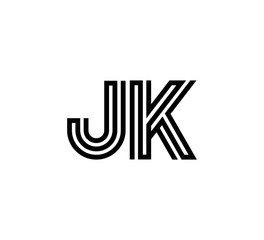 Initial two letter black line shape logo vector JK