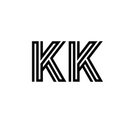 Initial two letter black line shape logo vector KK
