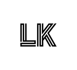 Initial two letter black line shape logo vector LK