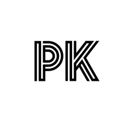 Initial two letter black line shape logo vector PK