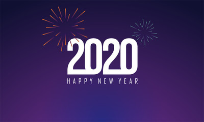 Happy New Year 2020 with Fireworks