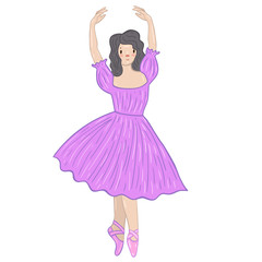 Ballerina isolated on a white background. Vector graphics.