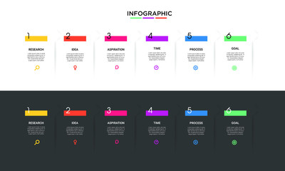 Vector simple line Infographic stack chart design with icons and 6 options or steps. for business concept. Can be used for presentations banner, workflow layout, process diagram, flow chart