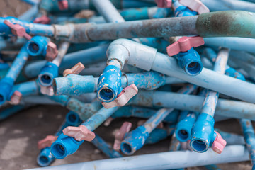 Pile of Many old water pvc  pipes