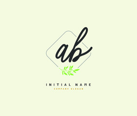 A B AB Beauty vector initial logo, handwriting logo of initial signature, wedding, fashion, jewerly, boutique, floral and botanical with creative template for any company or business.