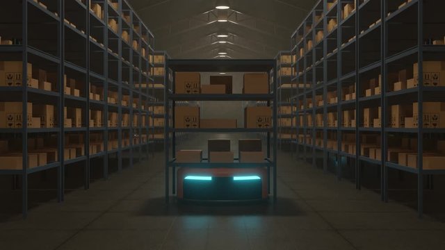 Factory Automation with AGV in transportationto increase transport more with safety.3D rendering
