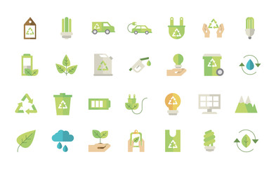 ecological green energy icons collection