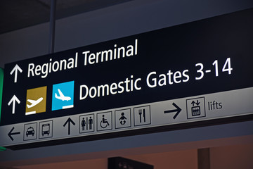 airport signage - regional and domestic flights