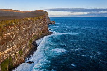 Stunning Latrabjarg cliffs, Europe's largest bird cliff and home to millions of birds. Western...