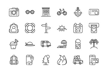 vacation tourism travel thick line