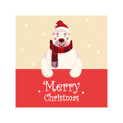 Merry christmas bear cartoon vector design