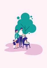 Family members outside vector design